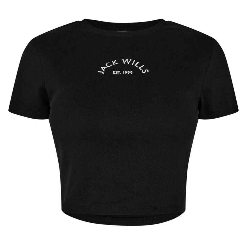 Jack Wills Womens/Ladies 1 Cotton Crop T-Shirt / Black